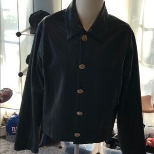 Authentic Chanel logo leather  jacket XL